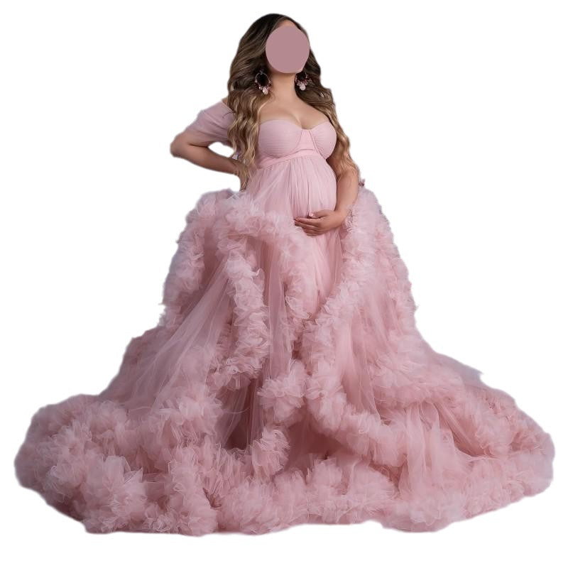 Off-shoulder Morning Gowns Multi-color Maternity Photo Clothing