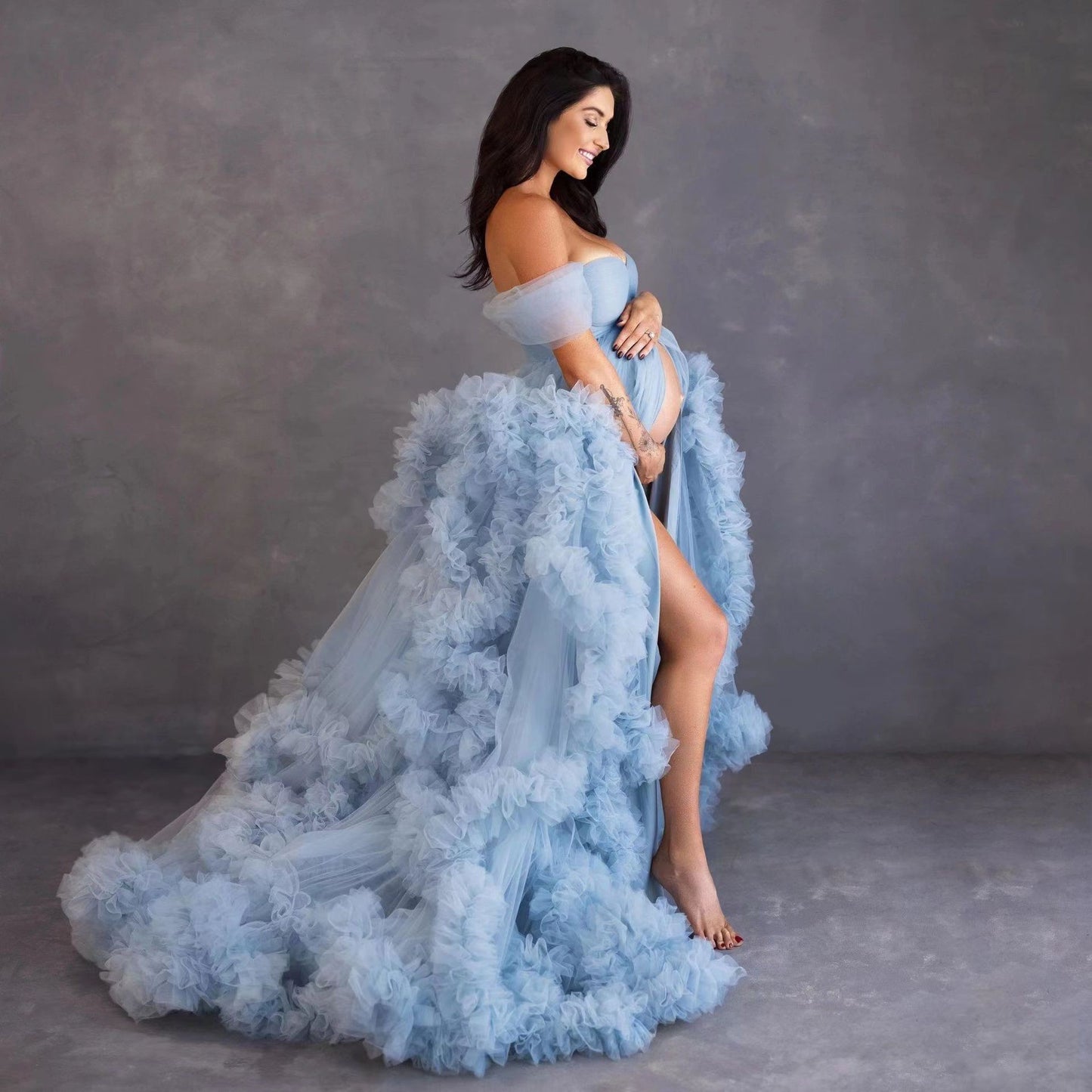 Off-shoulder Morning Gowns Multi-color Maternity Photo Clothing