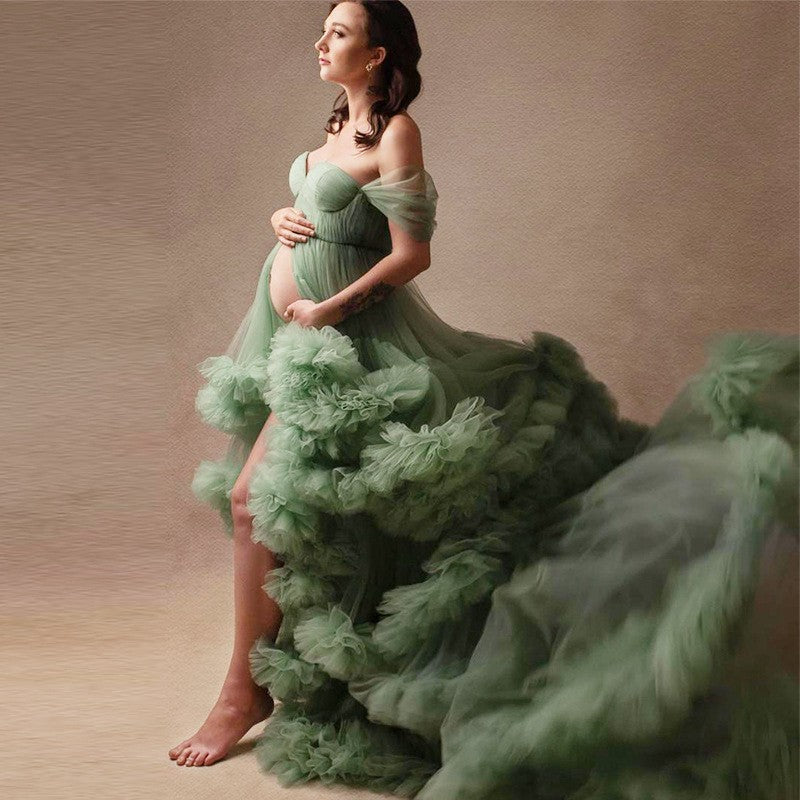 Off-shoulder Morning Gowns Multi-color Maternity Photo Clothing