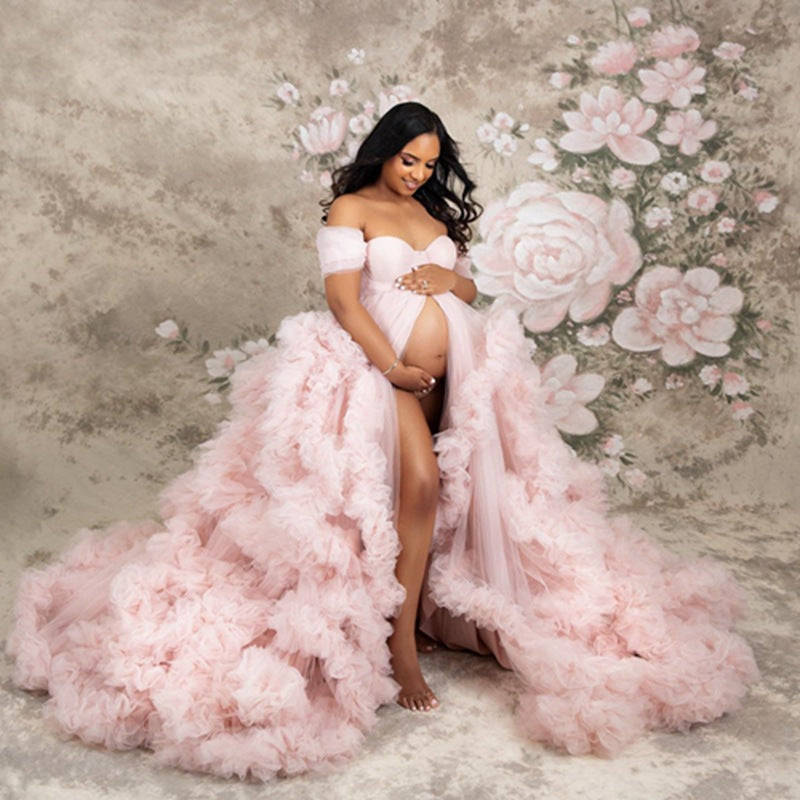 Off-shoulder Morning Gowns Multi-color Maternity Photo Clothing