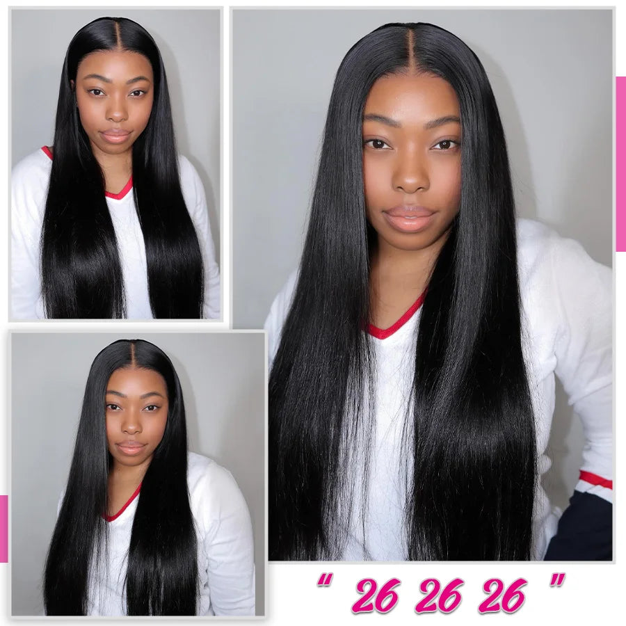 ALIANNA 26Inch Human Hair Bundles 10A Brazilian Raw Hair Weave Bundles 30 38 40 Inch Straight Human Hair Bundles Hair Extensions