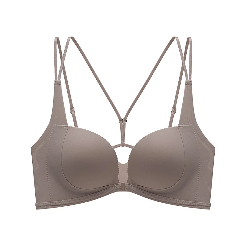 Lingerie Female Front Button No Trace Sexy Gathering Small Chest Display Large Pair of Breast Anti-sag Cross Back Adjustment Bra