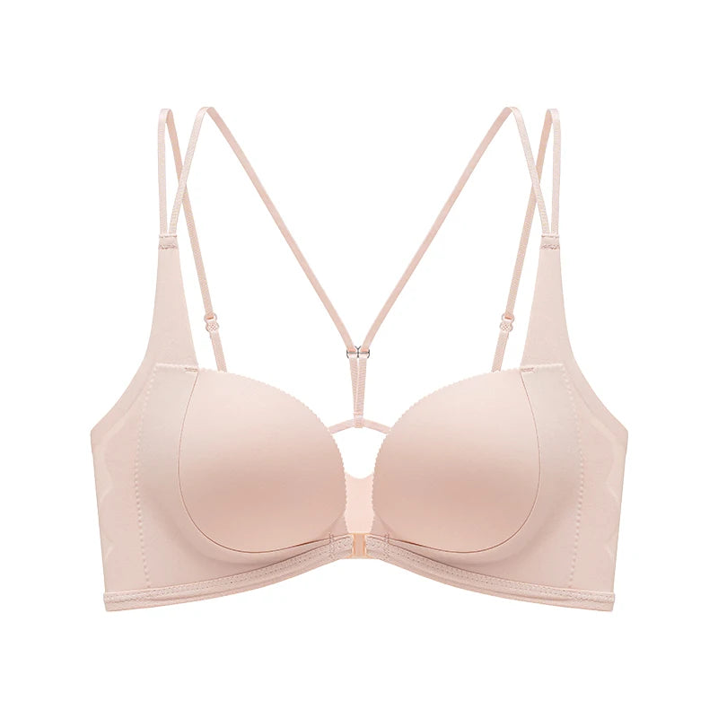 Lingerie Female Front Button No Trace Sexy Gathering Small Chest Display Large Pair of Breast Anti-sag Cross Back Adjustment Bra