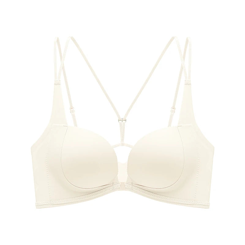 Lingerie Female Front Button No Trace Sexy Gathering Small Chest Display Large Pair of Breast Anti-sag Cross Back Adjustment Bra