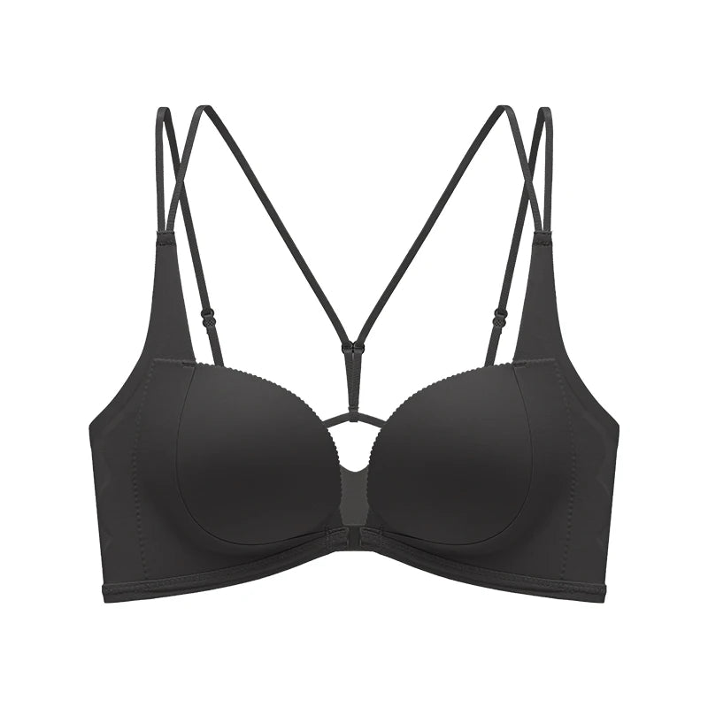 Lingerie Female Front Button No Trace Sexy Gathering Small Chest Display Large Pair of Breast Anti-sag Cross Back Adjustment Bra
